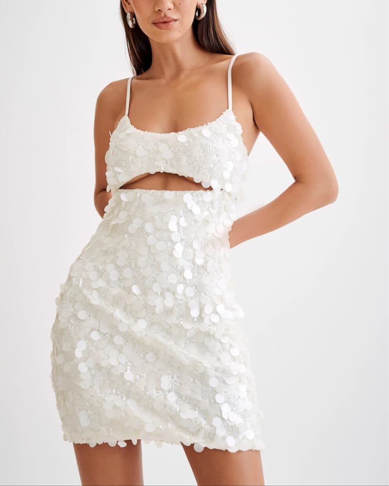 Sparkling White Sequin Mini Dress - Image 3