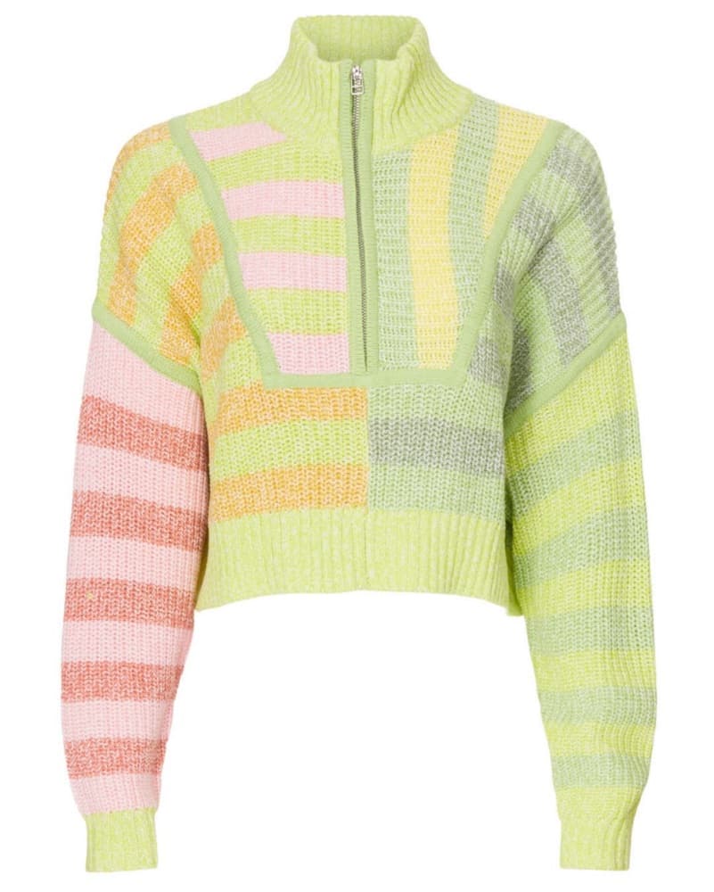 Vibrant Pastel Striped Cropped Sweater - Image 5