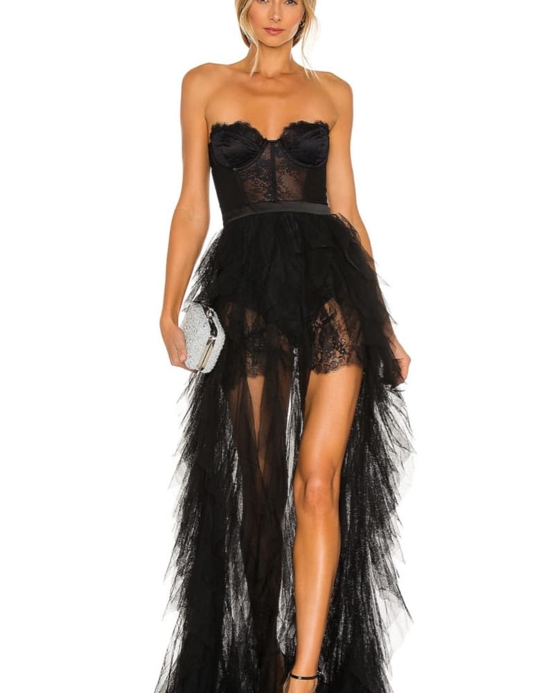 For Love & Lemons Bustier Gown In Black - Image 1