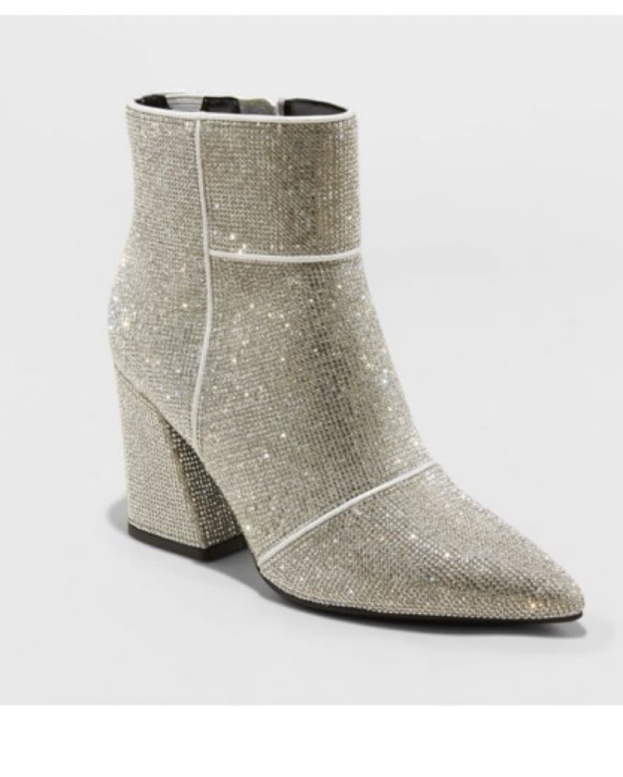 Silver Sparkle Ankle Cowboy Boots - Image 1