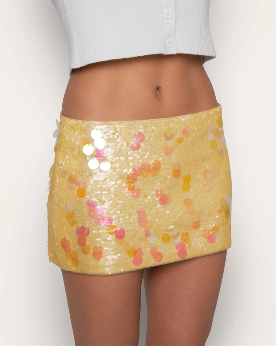 Yellow Danielle Guizio Sequin Skirt - Image 1