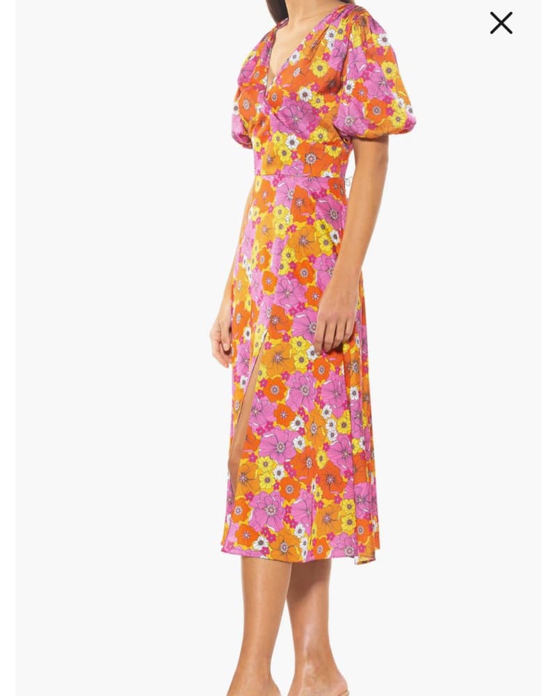 AlexiaAdmor VNeck Puff Sleeve Midi Dress - Image 1