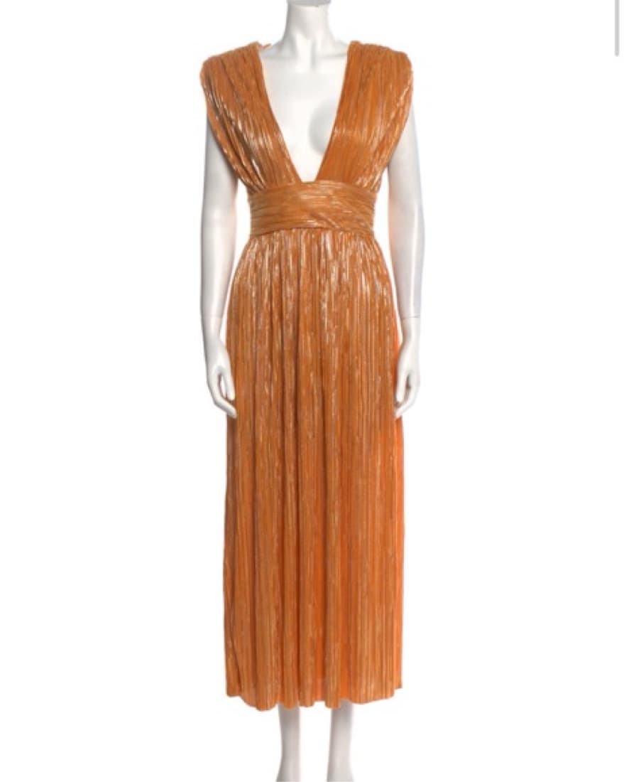 Sabrina Musayev Orange Metalic Dress - Image 3