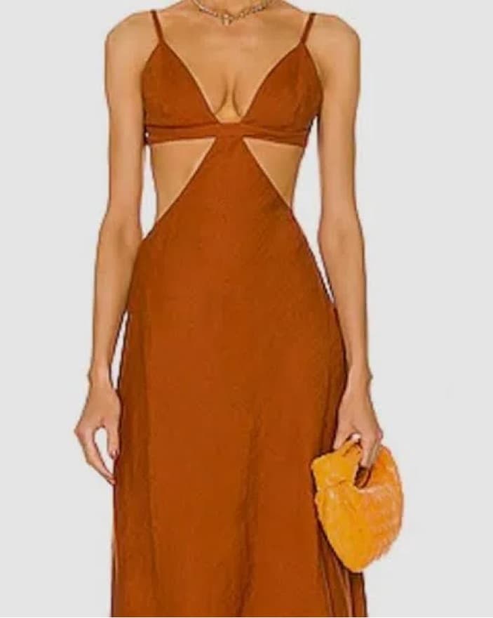 Cult Gaia Linen Red Maxi Dress XS 0  - Image 2