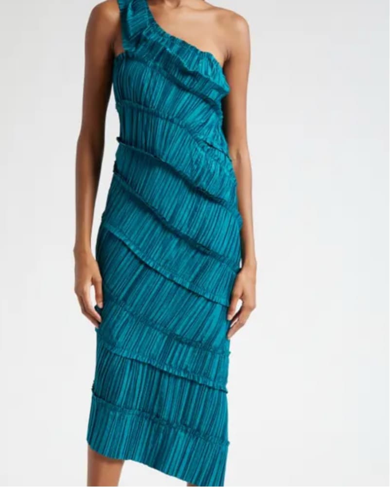 Cult Gaia Teal One Shoulder Dress - Image 3