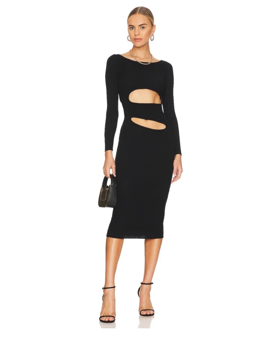 Superdown Black Cut Out Midi Dress  - Image 2
