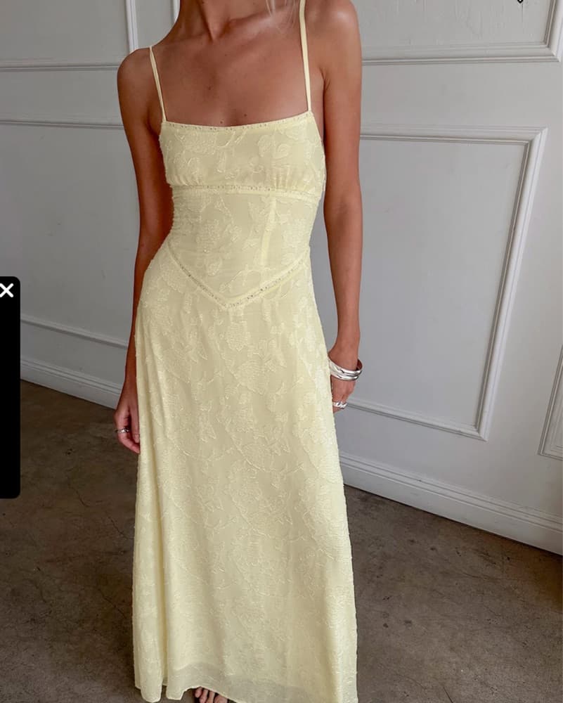 Princes Polly Yellow Lace Detail Dress - Image 1