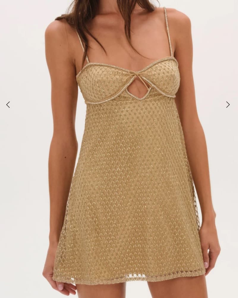 For Love And Lemons Gold Slip Dress - Image 1