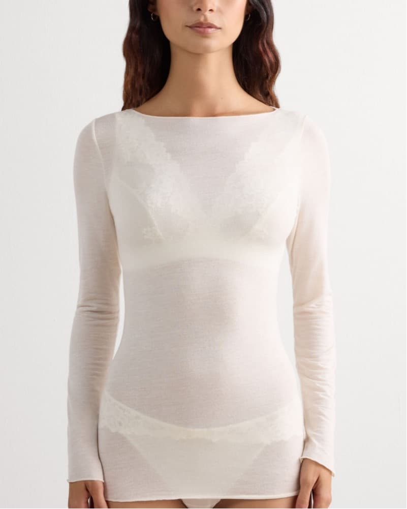 Intimissimi Cashmere Sheer Boat Neck Top - Image 1