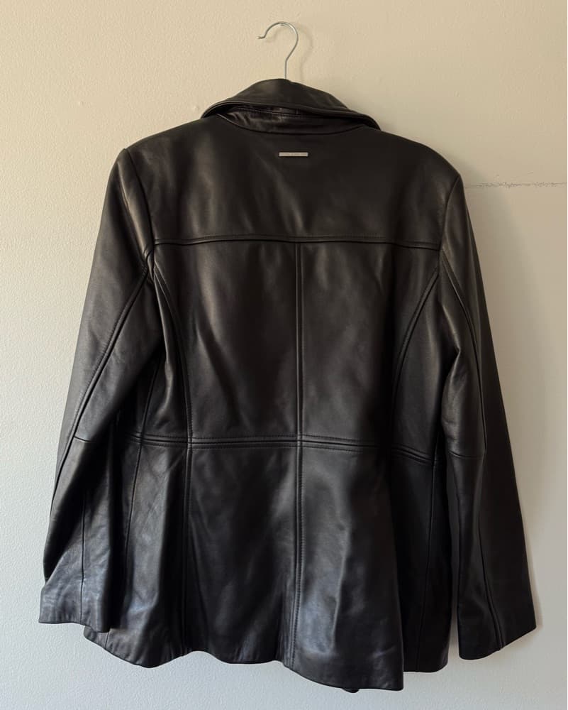 Calvin Klein Button Up Leather Jacket - Image 3