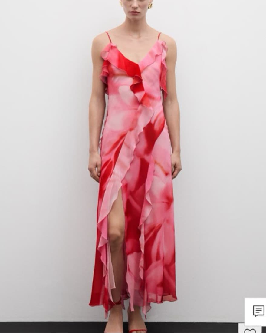 Mango Pink And Red Slit Maxi Dress  - Image 1
