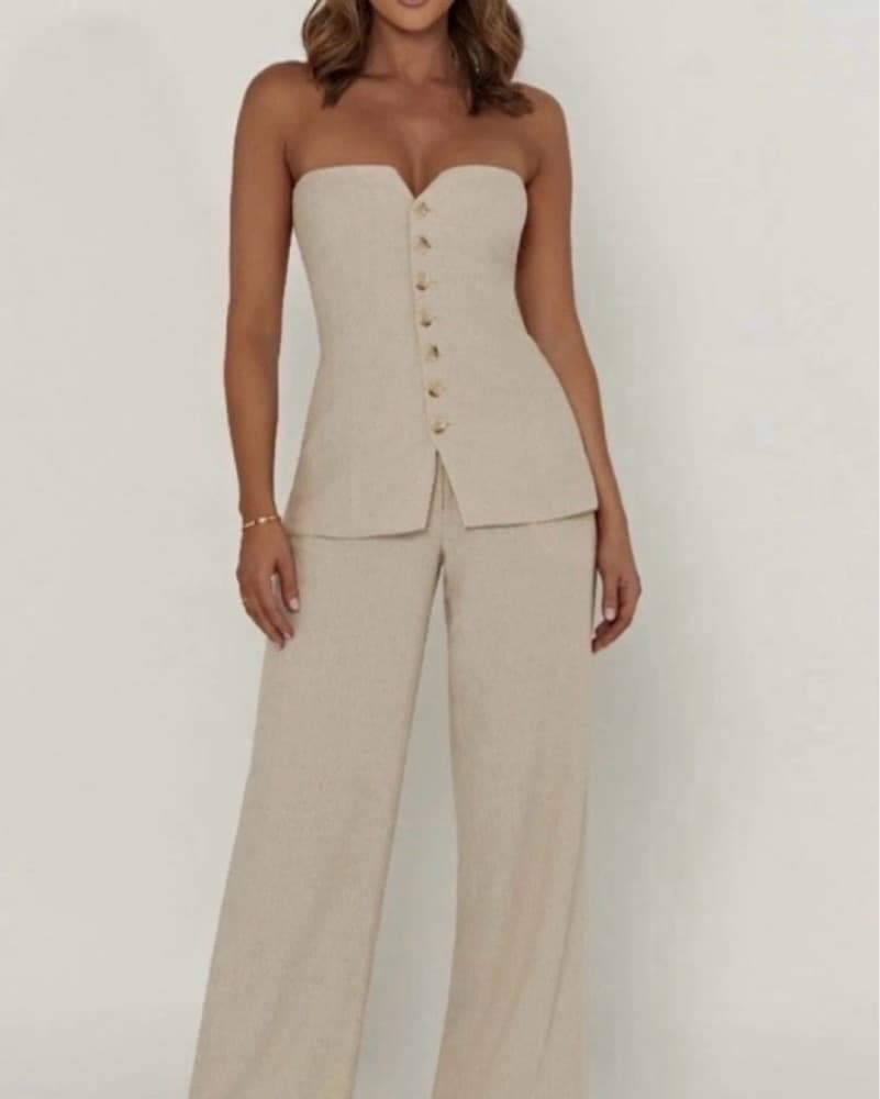 Meshki Tan Strapless summer Top - Image 1