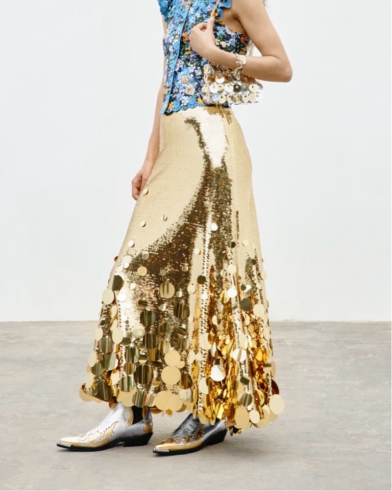Rabanne X H&M Gold Sequin Skirt - Image 2