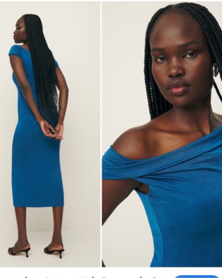 Blue One-Shoulder Reformation Dress   - Image 3