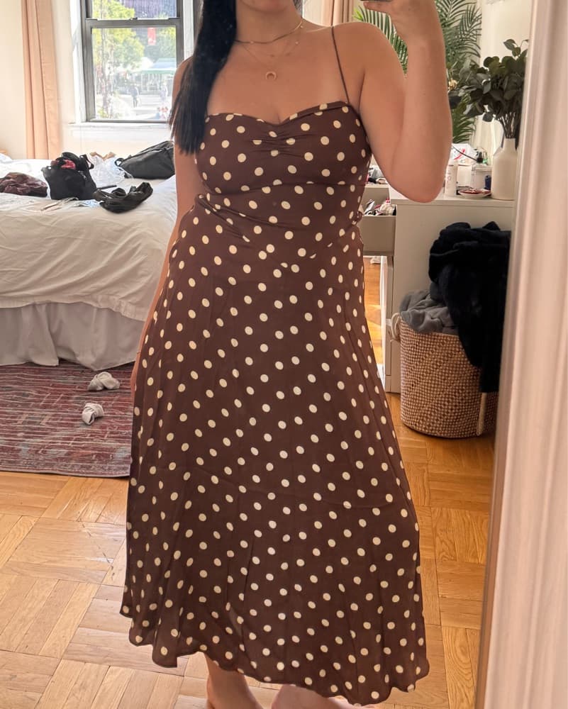 Doen Brown Silk Polka Dot Dress - Image 5