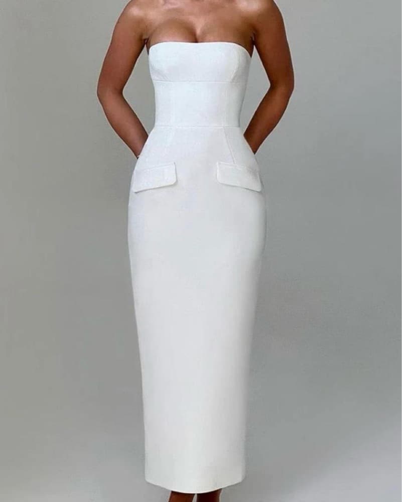 Babyboo Elegant White Midi Dress - Image 1
