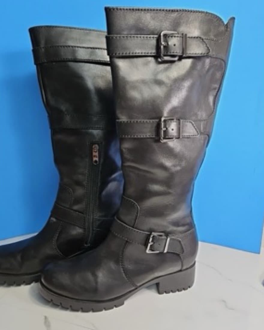 Karl Lagerfeld Black Leather Buckle Boot - Image 3