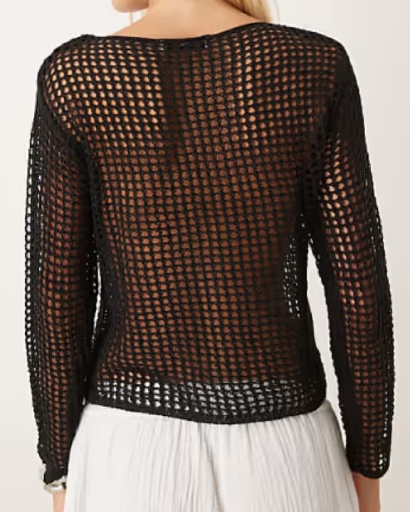 Chic Crochet Mesh Crop Top - Image 2