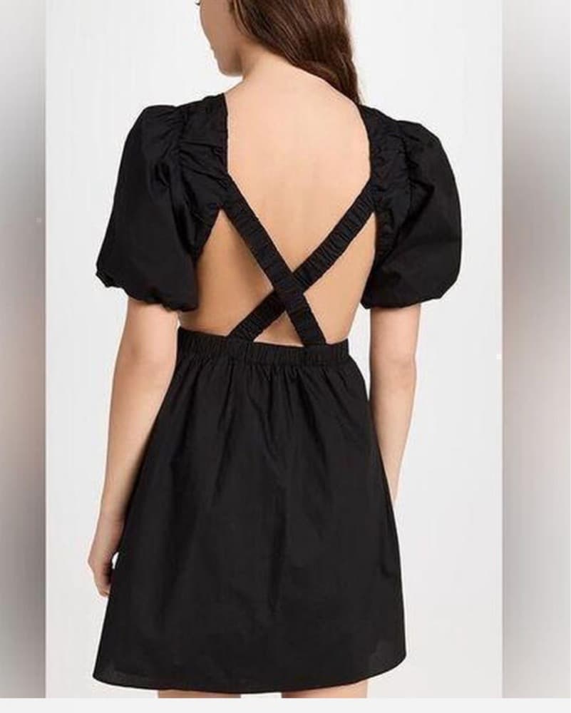 Chic Black Puff Sleeve Dress - Image 2