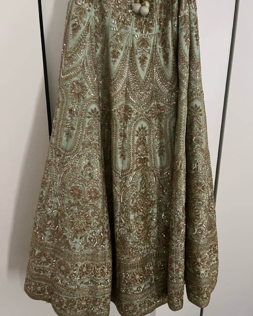 custom mint green lengha - Image 4