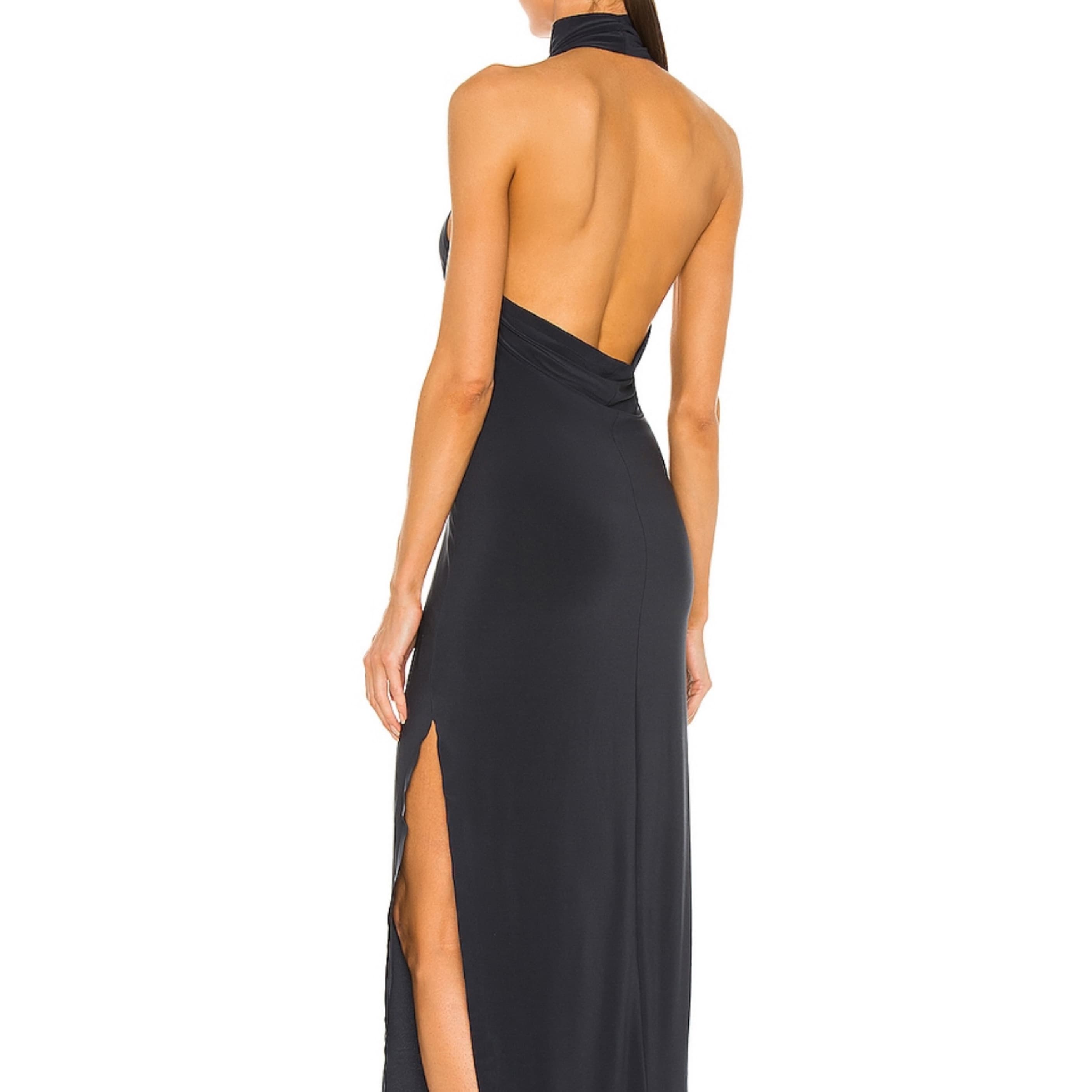 Norma Kamali Halter Side Slit Gown - Image 4