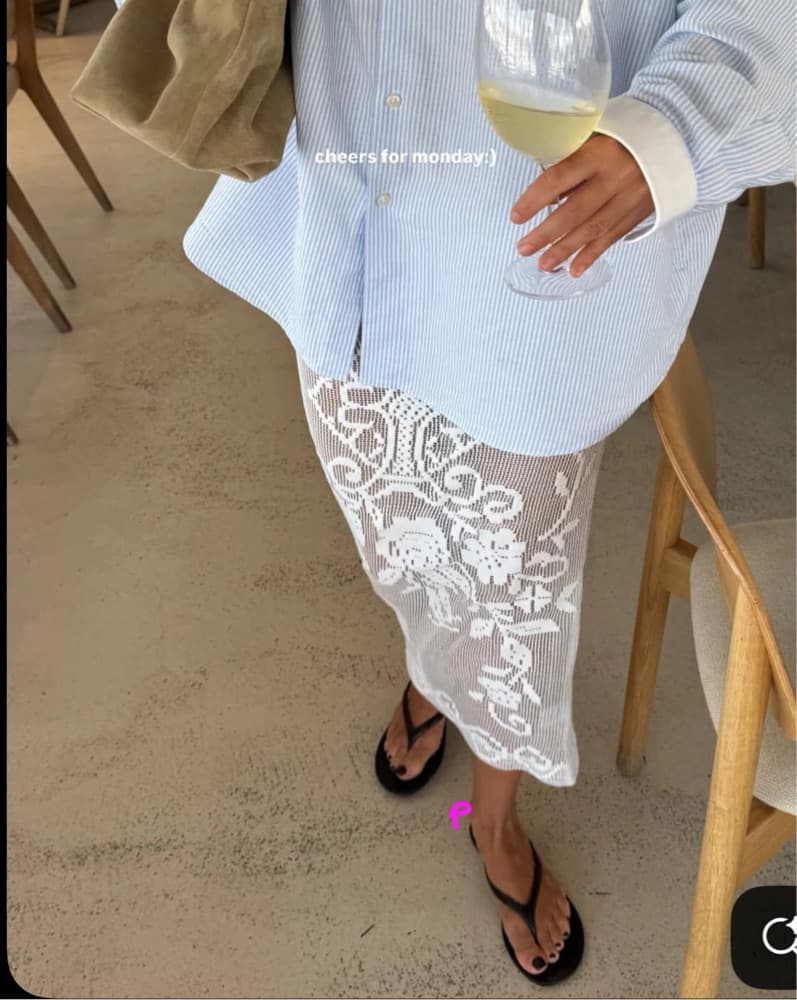 With Jean White Lace Midi Skirt - Image 2