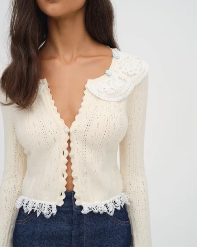For Love & Lemons Daniela Knit Cardigan - Image 1