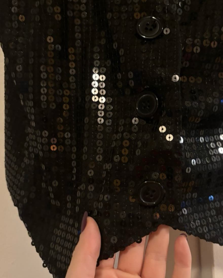 Black Sequin Halter Vest  - Image 3