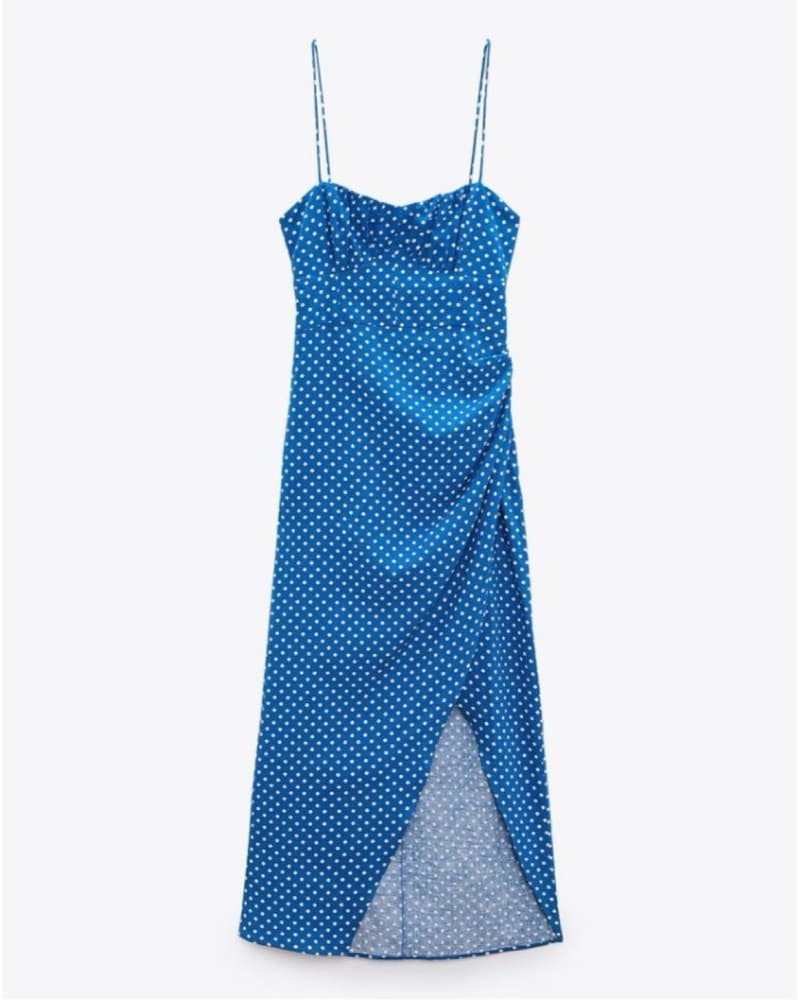 Polka Dot Midi Dress and Denim Combo - Image 1