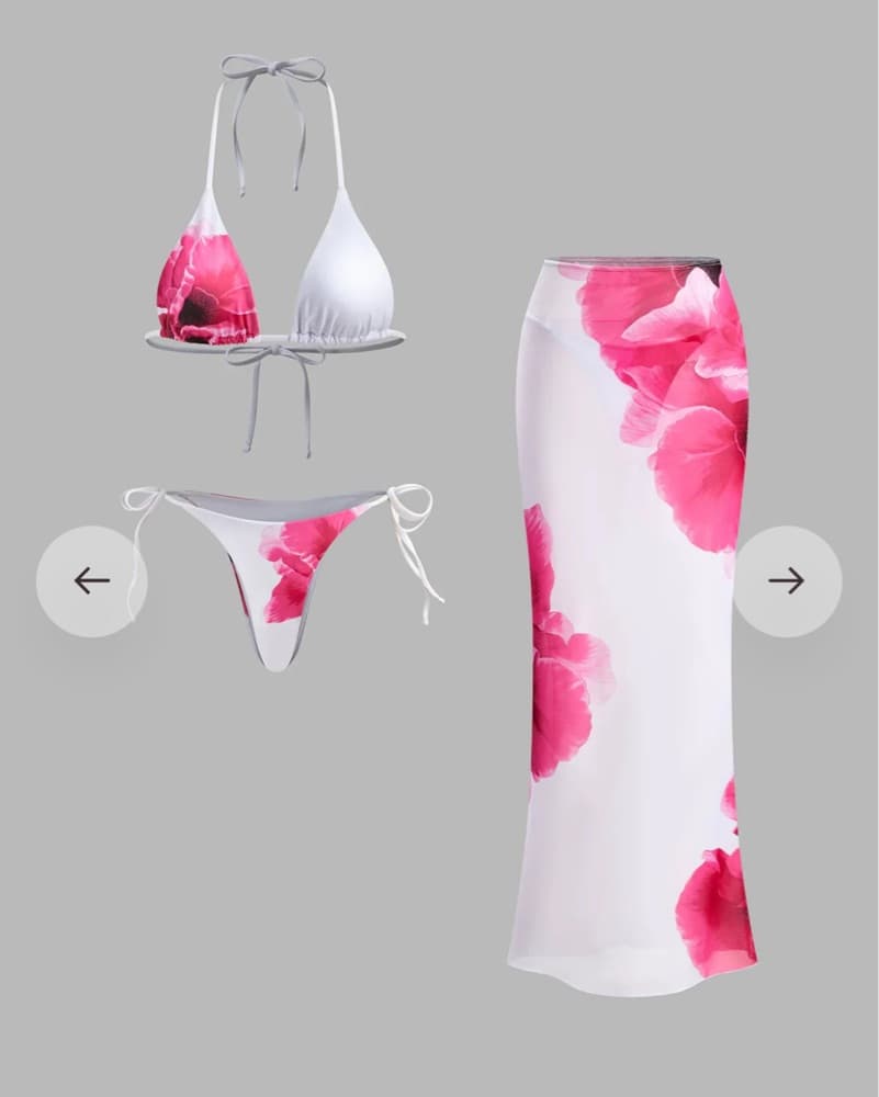 White Pink Bathing Suit With Cover Up - Image 2