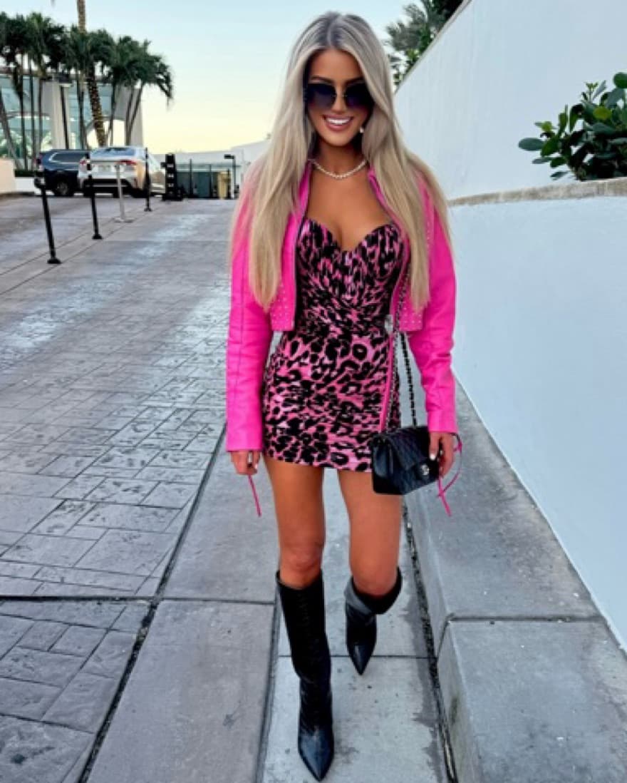 $2000 Alex Perry Pink Leopard Dress  - Image 3