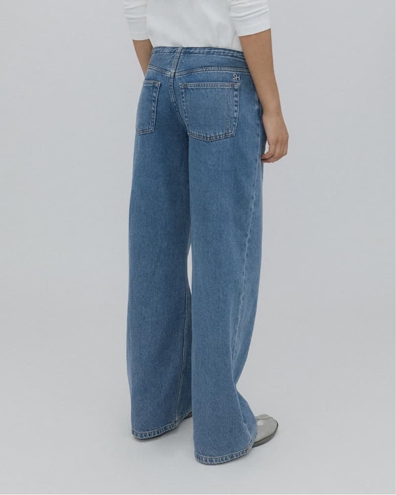 Still Here Cool Jeans (25) Blue Classic Straight Leg Low Rise Jeans Drawstring - Image 3