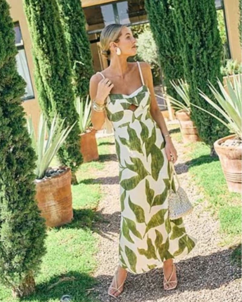 Finley Linen Blend Sweetheart Maxi Dress - Image 3
