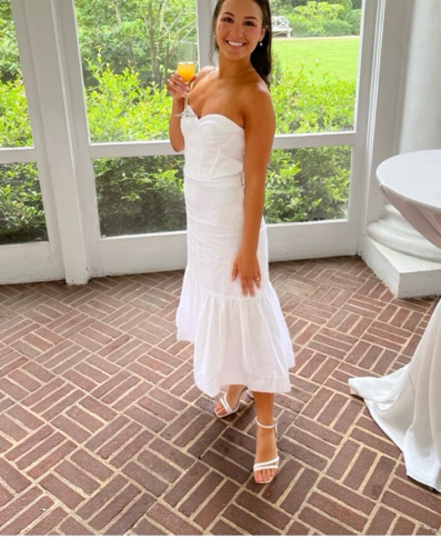 Moda Operandi White Linen Midi Dress  - Image 3