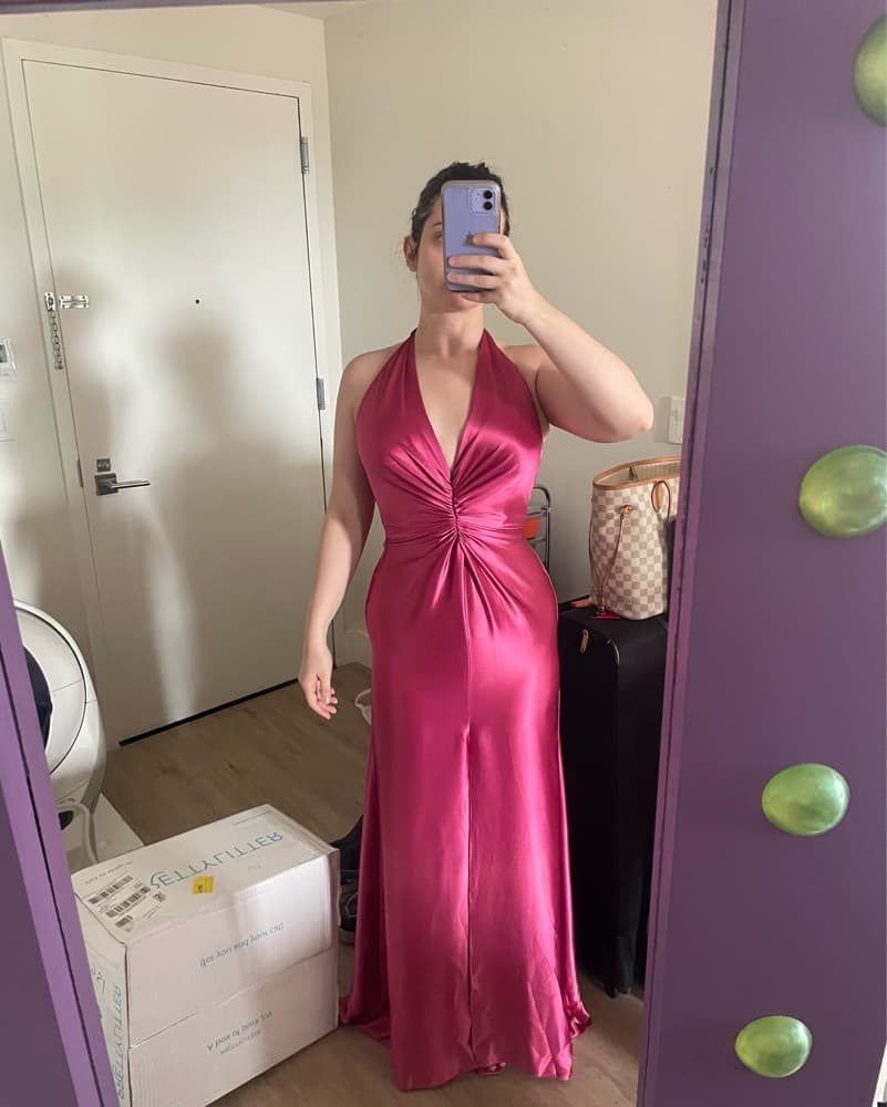 Fuchsia Halter Maxi Dress - Image 2