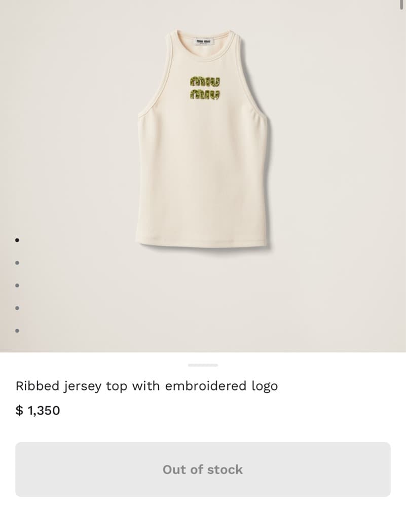 Miu Miu Ribbed Tank with Sequin Logo - Image 2