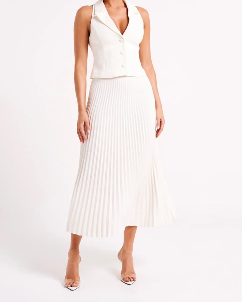 Meshki Twyla Pleated Maxi Skirt Ivory - Image 3