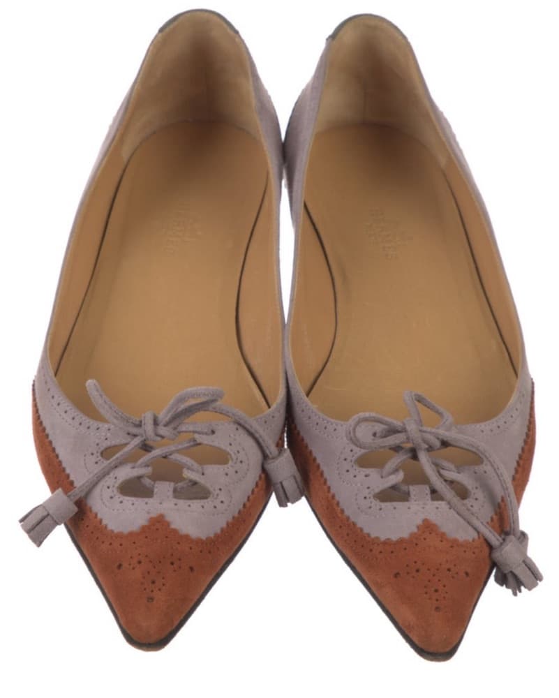HERMES Suede Flats - Size 37.5 - Image 1