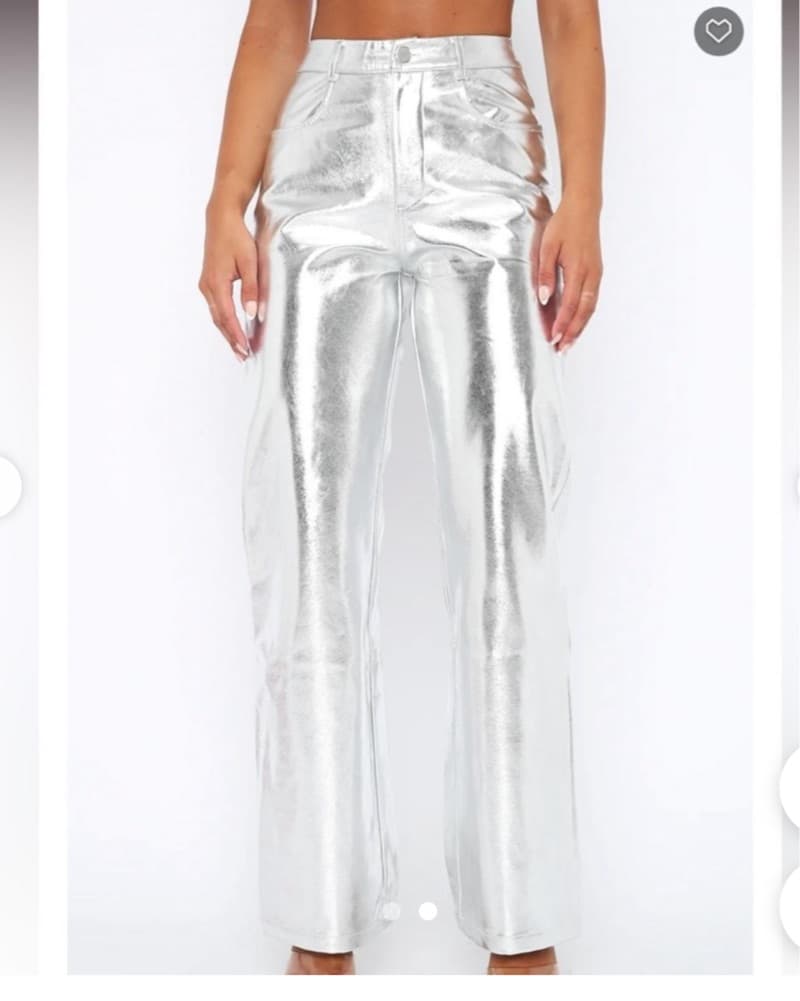 White Fox Metallic Silver Pants Set - Image 2