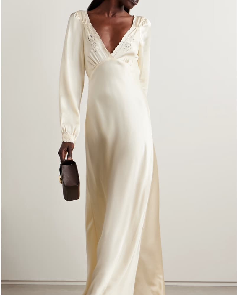 Doen Fiora Cream Satin Maxi Dress - Image 1