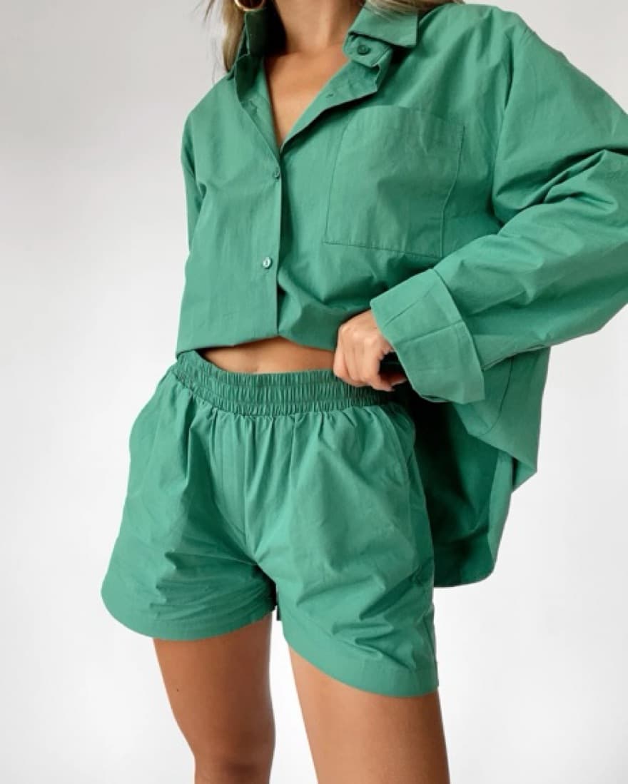 Boutique Green Button Down Short Set  - Image 4