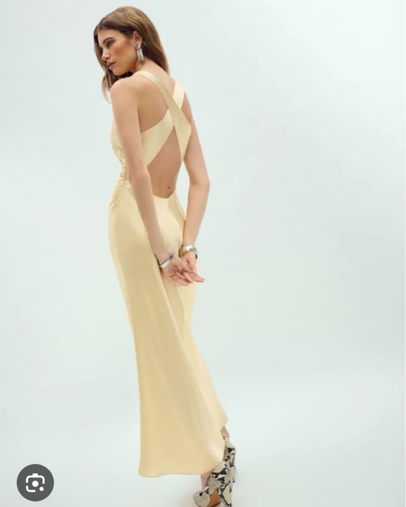 Reformation Casette Silk Dress In Yellow - Image 1