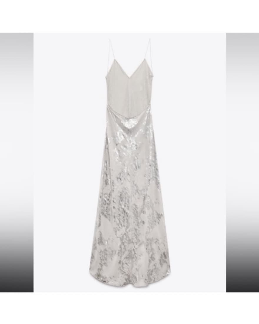Metallic Slip Dress With Open Back - Image 3