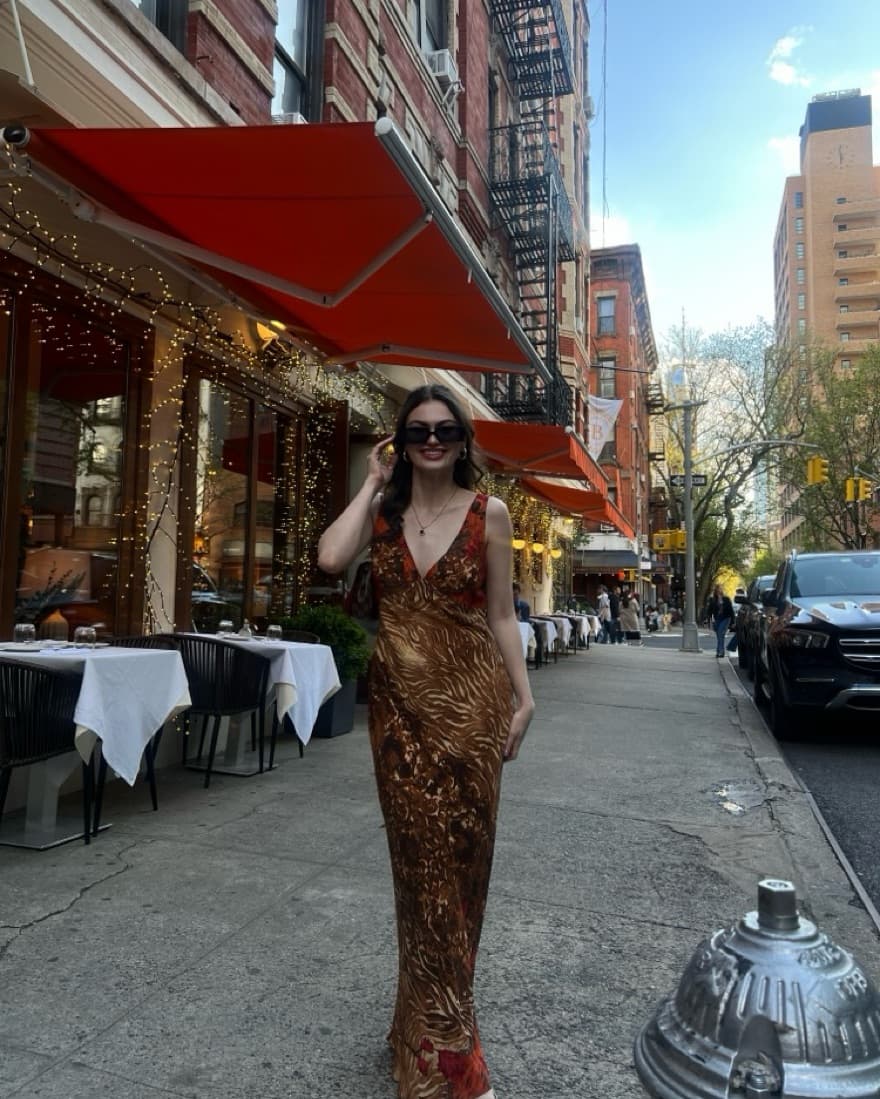 Animal print dress w/red details - Image 2