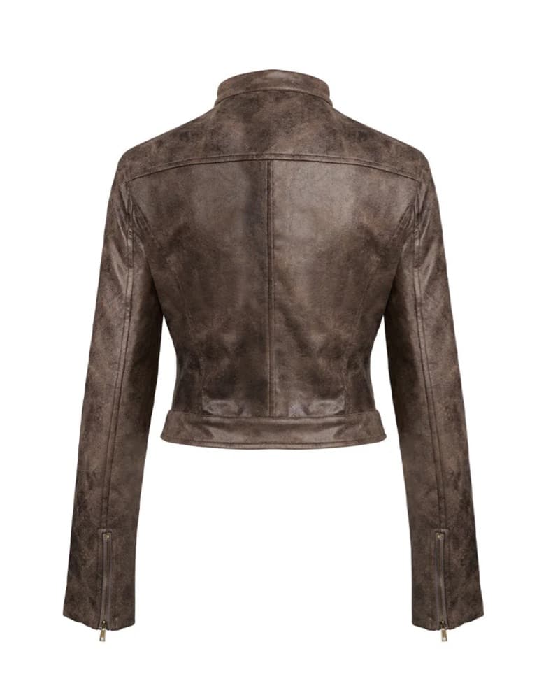 LIONESS Biker Jacket, Faux Leather, Brow - Image 6