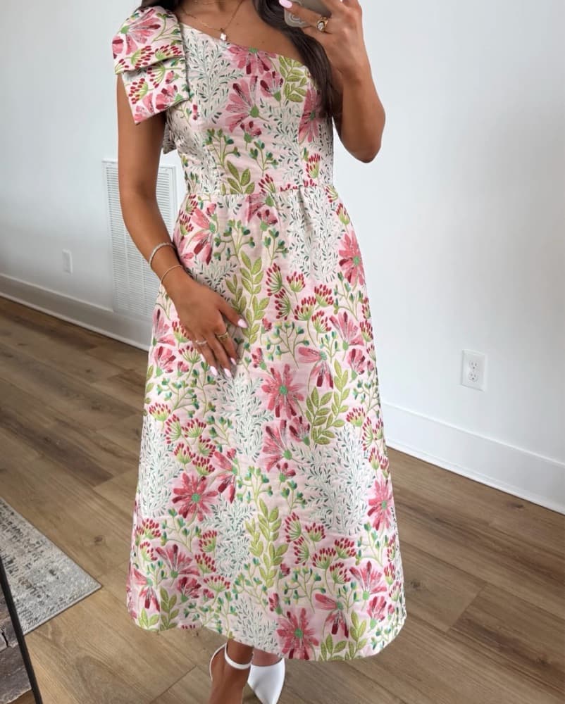 Vibrant Floral Midi Dress - Image 1