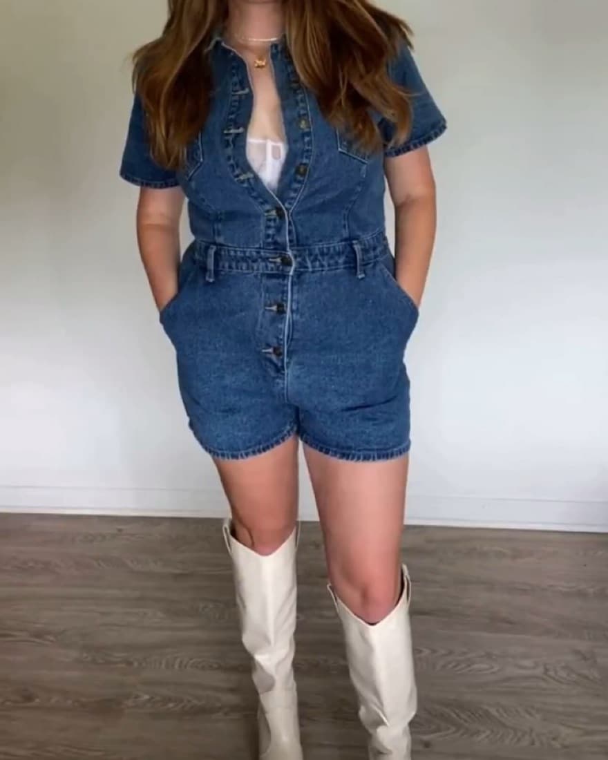 Lioness Denim Romper - Image 1