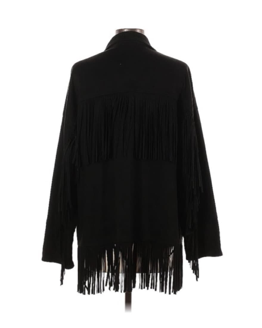 Black Zara Fringe Jacket - Image 2