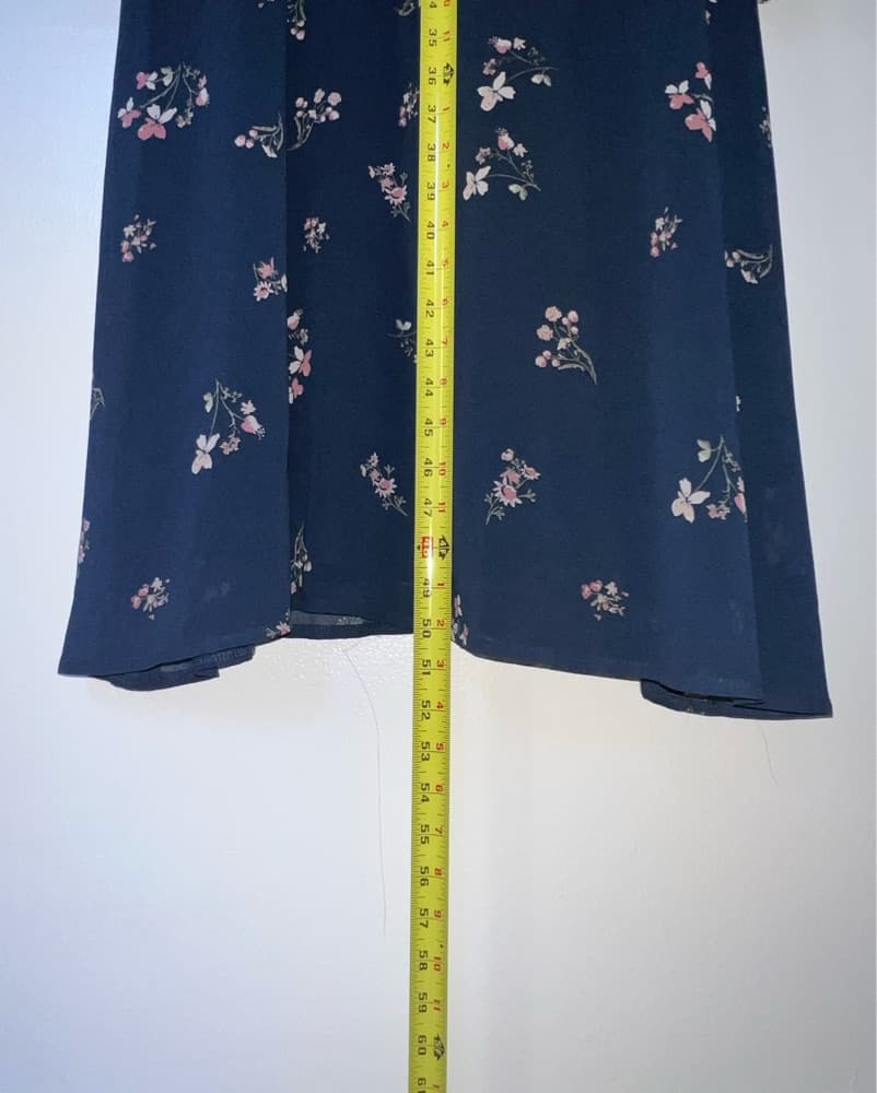 Navy Floral Printed Dress - Image 6