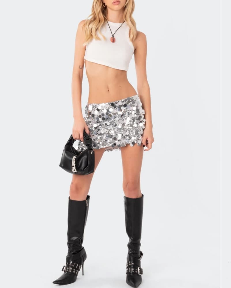 Edikted Sabina Sequin Skirt  - Image 2